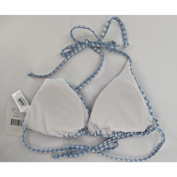 Andie Swim Blue White Bikini Top The String Top Large - Picture 4 of 8
